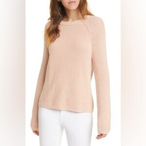 Jenni Kayne Fisherman Knit Sweater In Blush Cotton Oversized Ribbed Crewneck XXL